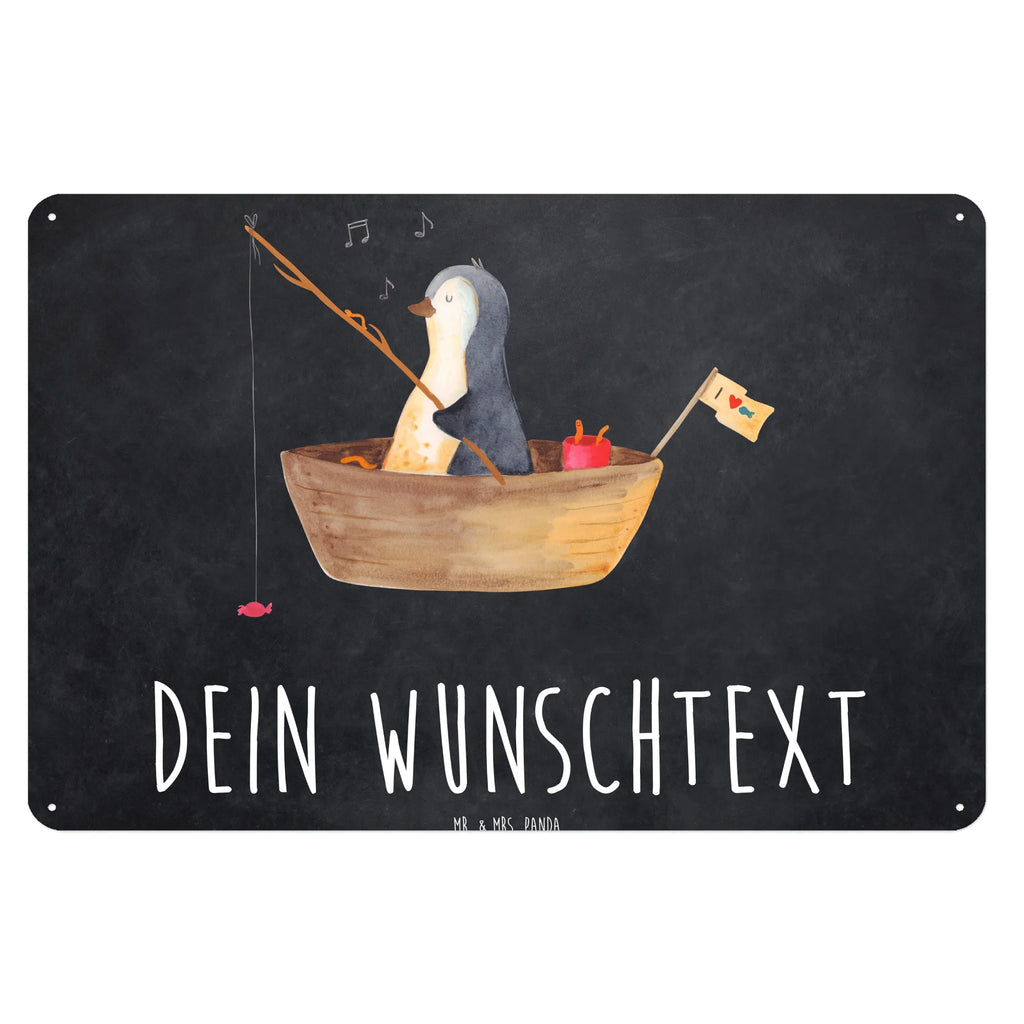 Personalisiertes Blechschild Pinguin Angelboot Blechschild, Metallschild, Geschenk Schild, Schild, Magnet-Metall-Schild, Deko Schild, Wandschild, Wand-Dekoration, Türschild, Pinguin, Pinguine, Angeln, Boot, Angelboot, Lebenslust, Leben, genießen, Motivation, Neustart, Neuanfang, Trennung, Scheidung, Geschenkidee Liebeskummer