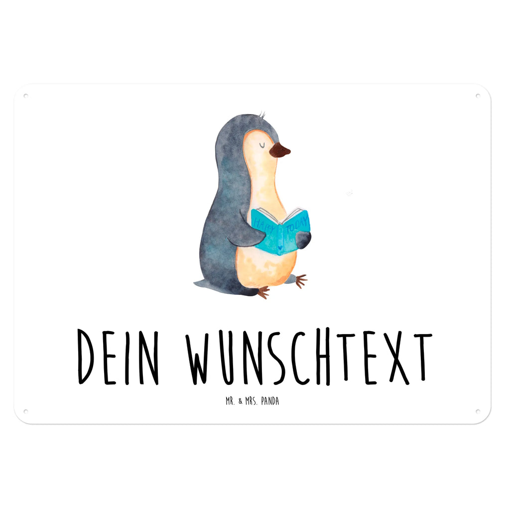 Personalisiertes Blechschild Pinguin Buch Blechschild, Metallschild, Geschenk Schild, Schild, Magnet-Metall-Schild, Deko Schild, Wandschild, Wand-Dekoration, Türschild, Pinguin, Pinguine, Buch, Lesen, Bücherwurm, Nichtstun, Faulenzen, Ferien, Urlaub, Freizeit