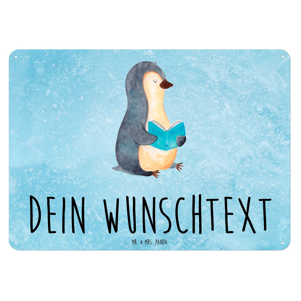 Personalisiertes Blechschild Pinguin Buch Blechschild, Metallschild, Geschenk Schild, Schild, Magnet-Metall-Schild, Deko Schild, Wandschild, Wand-Dekoration, Türschild, Pinguin, Pinguine, Buch, Lesen, Bücherwurm, Nichtstun, Faulenzen, Ferien, Urlaub, Freizeit