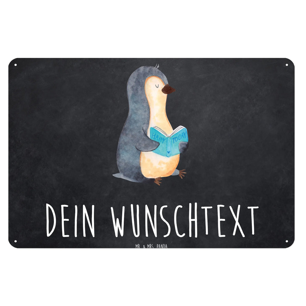 Personalisiertes Blechschild Pinguin Buch Blechschild, Metallschild, Geschenk Schild, Schild, Magnet-Metall-Schild, Deko Schild, Wandschild, Wand-Dekoration, Türschild, Pinguin, Pinguine, Buch, Lesen, Bücherwurm, Nichtstun, Faulenzen, Ferien, Urlaub, Freizeit