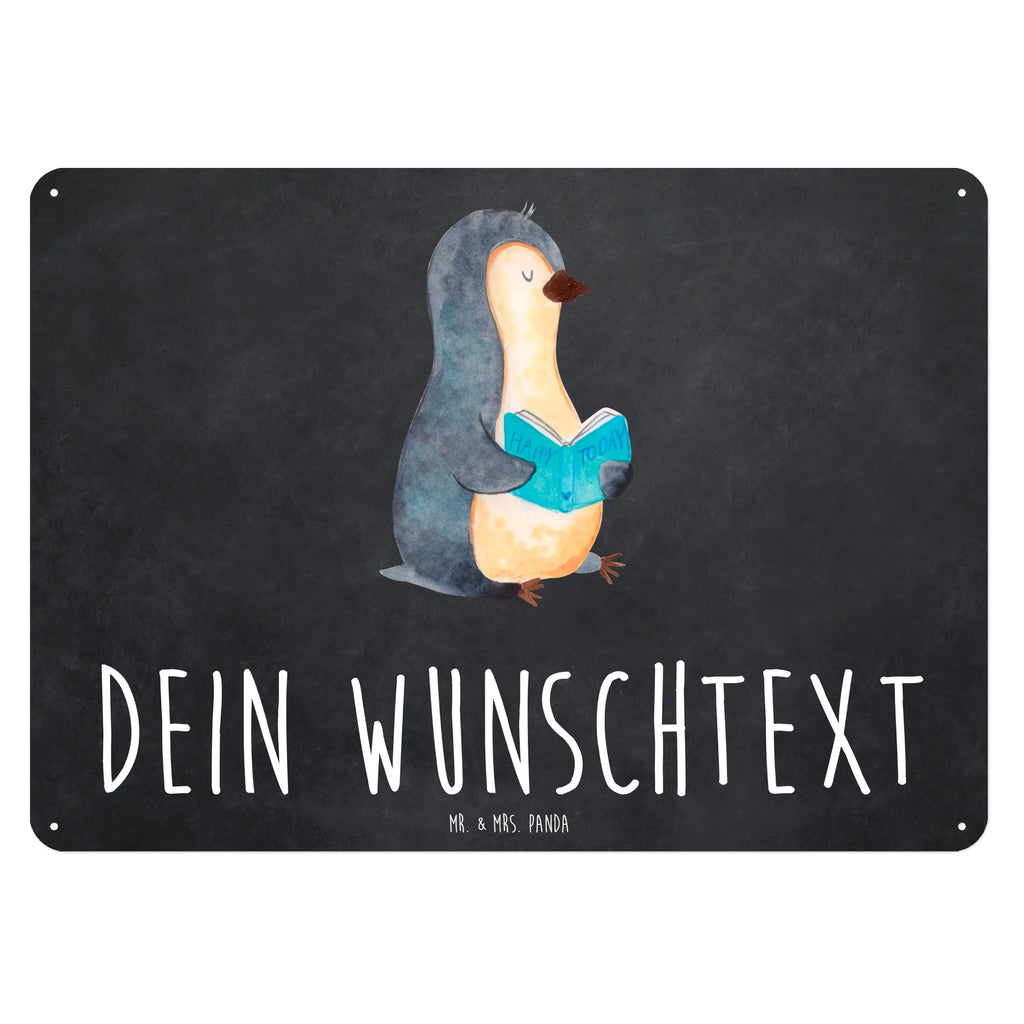 Personalisiertes Blechschild Pinguin Buch Blechschild, Metallschild, Geschenk Schild, Schild, Magnet-Metall-Schild, Deko Schild, Wandschild, Wand-Dekoration, Türschild, Pinguin, Pinguine, Buch, Lesen, Bücherwurm, Nichtstun, Faulenzen, Ferien, Urlaub, Freizeit