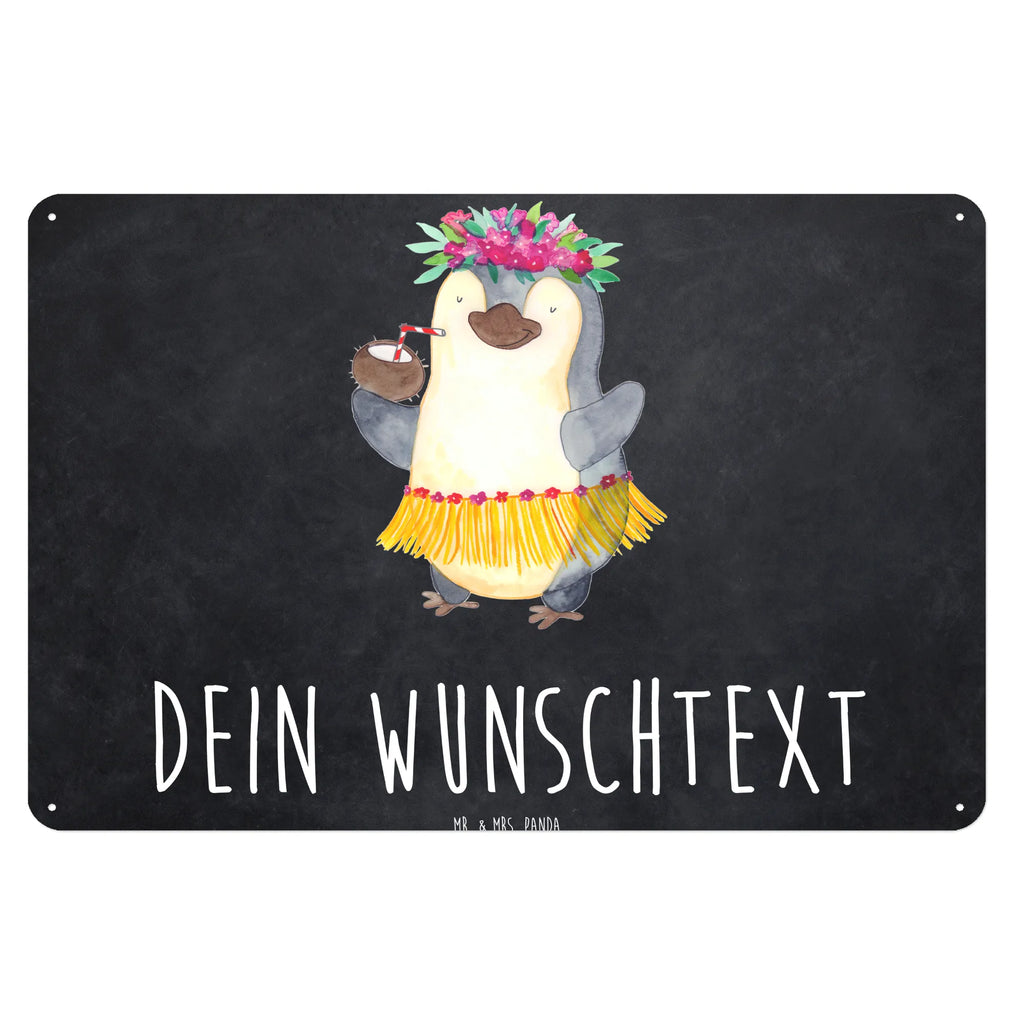 Personalisiertes Blechschild Pinguin Kokosnuss Blechschild, Metallschild, Geschenk Schild, Schild, Magnet-Metall-Schild, Deko Schild, Wandschild, Wand-Dekoration, Türschild, Pinguin, Aloha, Hawaii, Urlaub, Kokosnuss, Pinguine