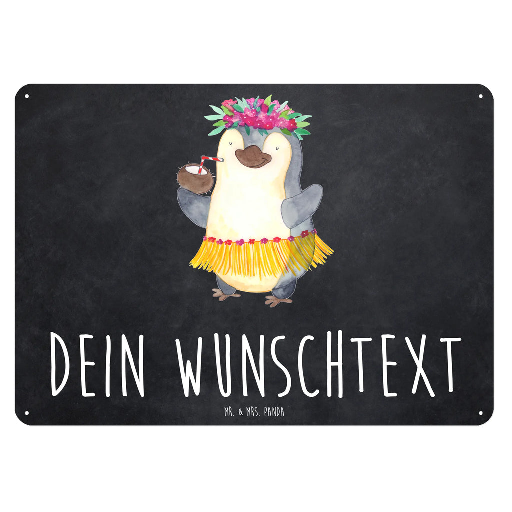 Personalisiertes Blechschild Pinguin Kokosnuss Blechschild, Metallschild, Geschenk Schild, Schild, Magnet-Metall-Schild, Deko Schild, Wandschild, Wand-Dekoration, Türschild, Pinguin, Aloha, Hawaii, Urlaub, Kokosnuss, Pinguine