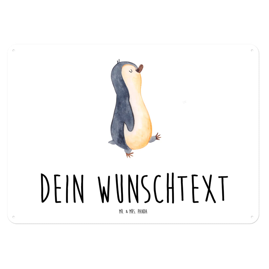 Personalisiertes Blechschild Pinguin marschierend Blechschild, Metallschild, Geschenk Schild, Schild, Magnet-Metall-Schild, Deko Schild, Wandschild, Wand-Dekoration, Türschild, Pinguin, Pinguine, Frühaufsteher, Langschläfer, Bruder, Schwester, Familie