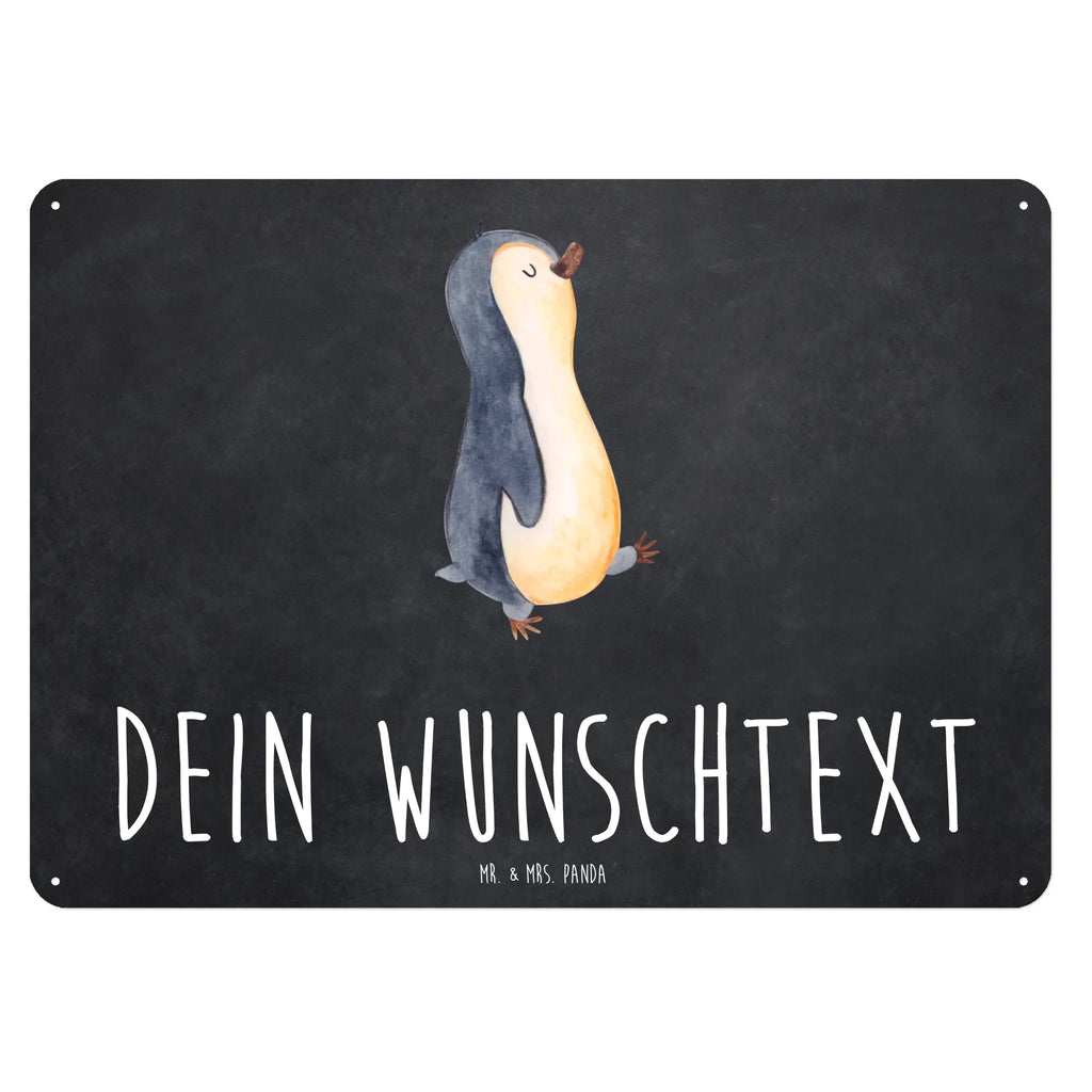 Personalisiertes Blechschild Pinguin marschierend Blechschild, Metallschild, Geschenk Schild, Schild, Magnet-Metall-Schild, Deko Schild, Wandschild, Wand-Dekoration, Türschild, Pinguin, Pinguine, Frühaufsteher, Langschläfer, Bruder, Schwester, Familie