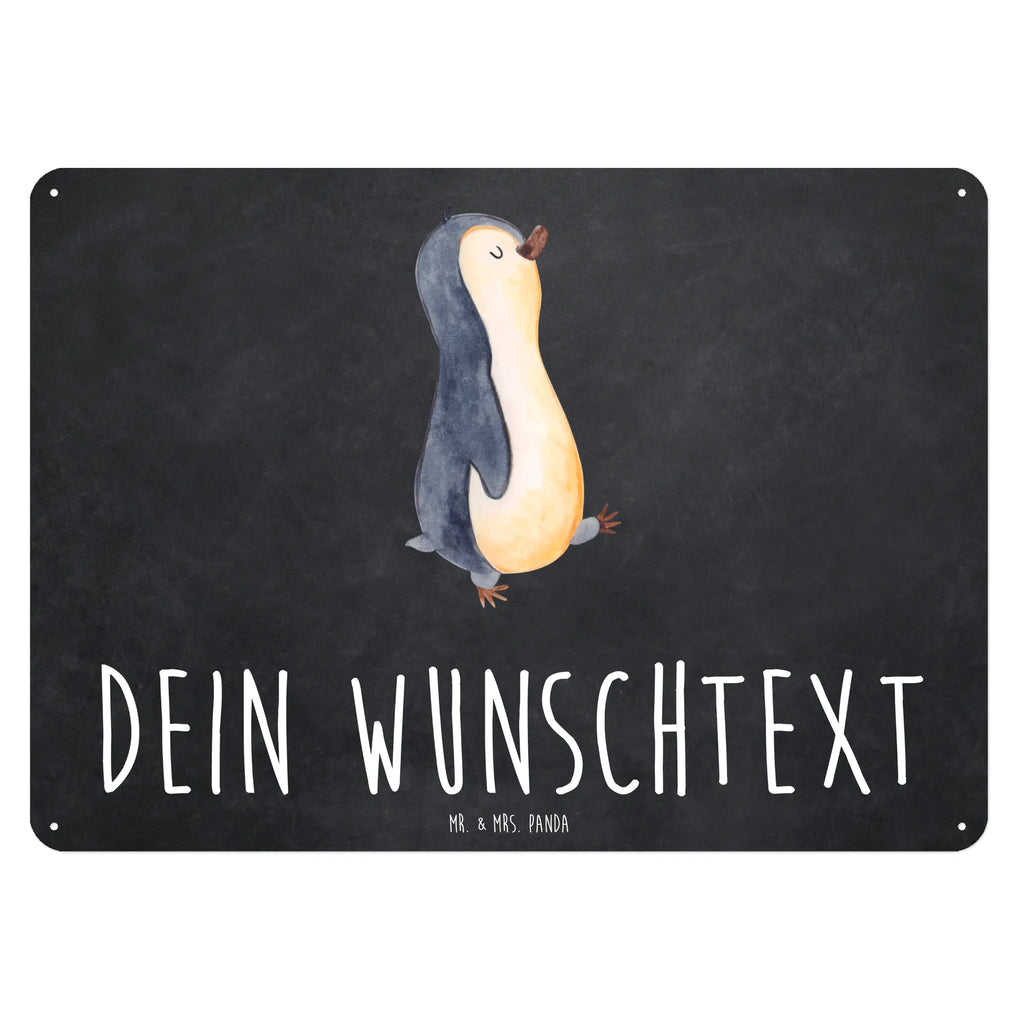 Personalisiertes Blechschild Pinguin marschierend Blechschild, Metallschild, Geschenk Schild, Schild, Magnet-Metall-Schild, Deko Schild, Wandschild, Wand-Dekoration, Türschild, Pinguin, Pinguine, Frühaufsteher, Langschläfer, Bruder, Schwester, Familie