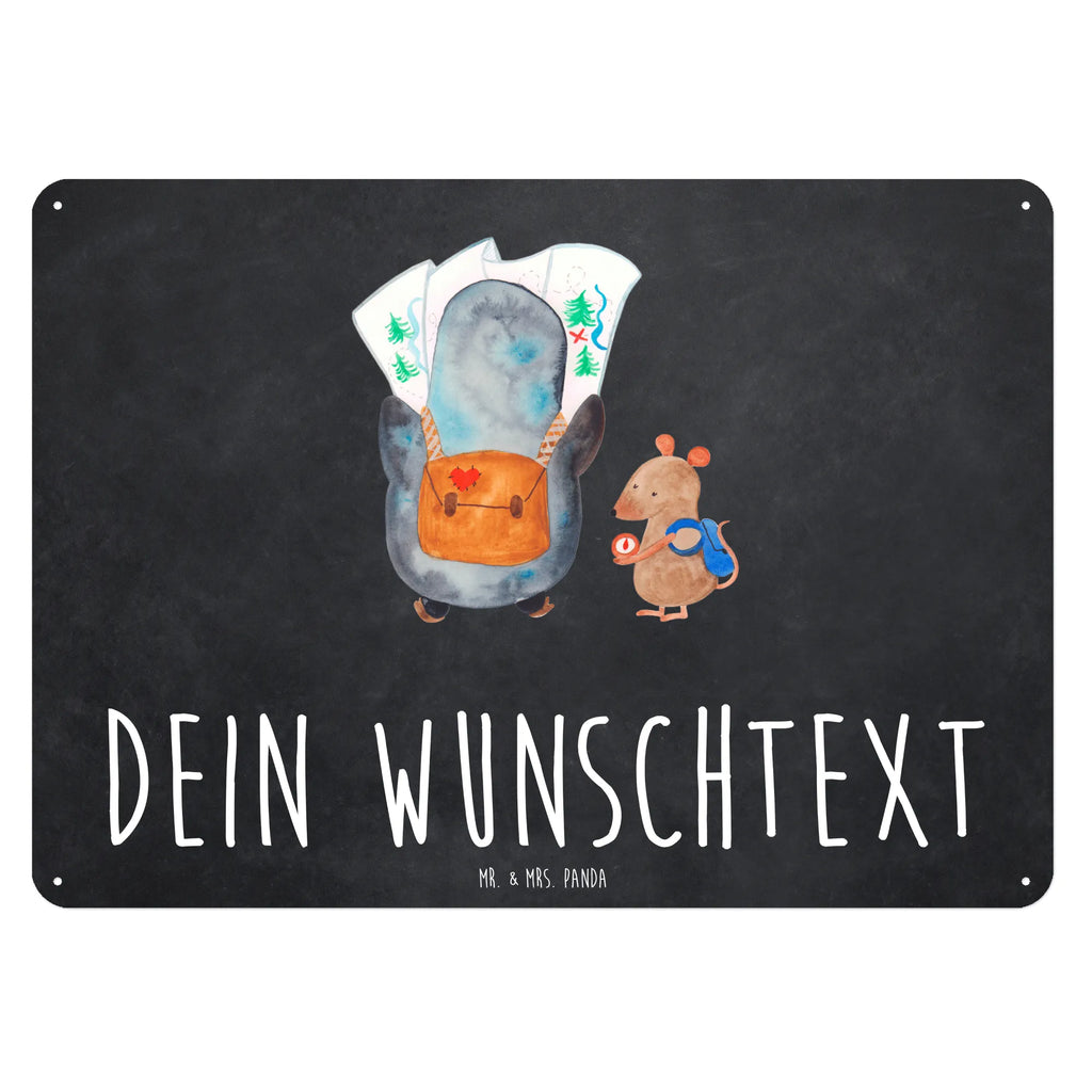 Personalisiertes Blechschild Pinguin & Maus Wanderer Blechschild, Metallschild, Geschenk Schild, Schild, Magnet-Metall-Schild, Deko Schild, Wandschild, Wand-Dekoration, Türschild, Pinguin, Pinguine, Abenteurer, Abenteuer, Roadtrip, Ausflug, Wanderlust, wandern