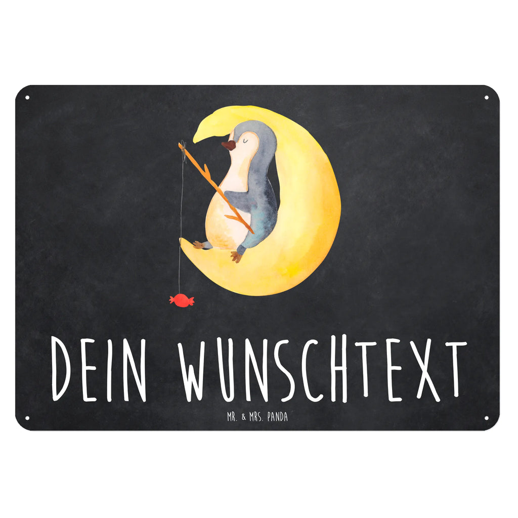 Personalisiertes Blechschild Pinguin Mond Blechschild, Metallschild, Geschenk Schild, Schild, Magnet-Metall-Schild, Deko Schild, Wandschild, Wand-Dekoration, Türschild, Pinguin, Pinguine, Spruch, schlafen, Nachtruhe, Einschlafen, Schlafzimmer, Schlafstörungen, Gästezimmer