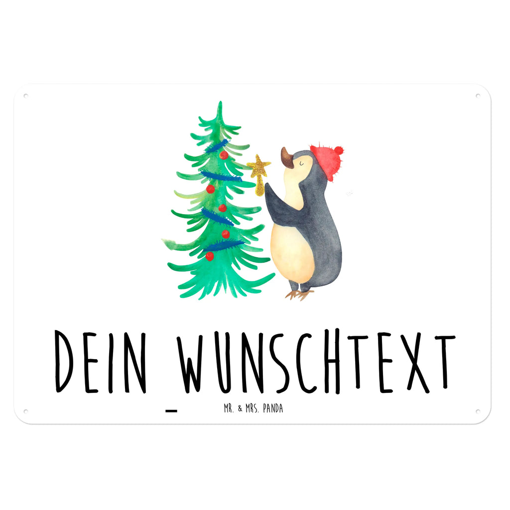 Personalisiertes Blechschild Pinguin Weihnachtsbaum Blechschild, Metallschild, Geschenk Schild, Schild, Magnet-Metall-Schild, Deko Schild, Wandschild, Wand-Dekoration, Türschild, Winter, Weihnachten, Weihnachtsdeko, Nikolaus, Advent, Heiligabend, Wintermotiv, Pinguin