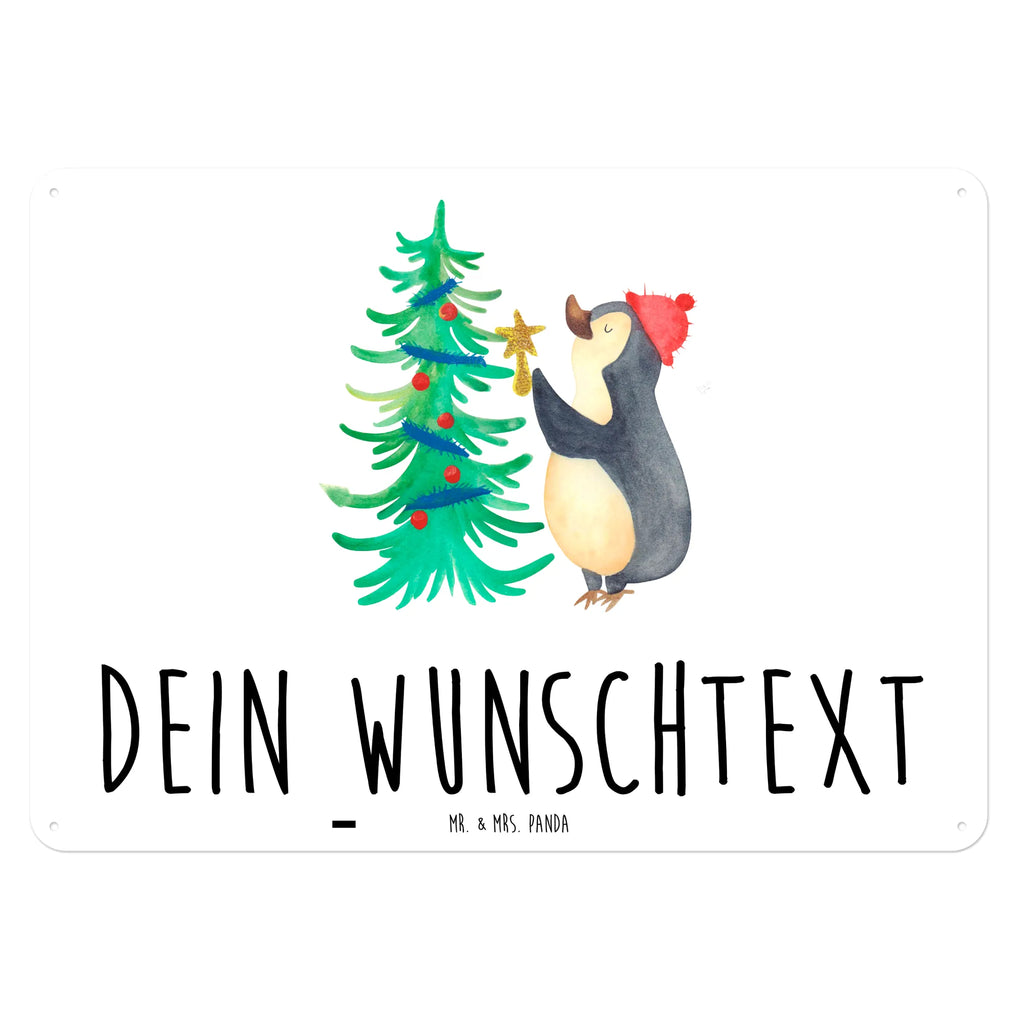 Personalisiertes Blechschild Pinguin Weihnachtsbaum Blechschild, Metallschild, Geschenk Schild, Schild, Magnet-Metall-Schild, Deko Schild, Wandschild, Wand-Dekoration, Türschild, Winter, Weihnachten, Weihnachtsdeko, Nikolaus, Advent, Heiligabend, Wintermotiv, Pinguin