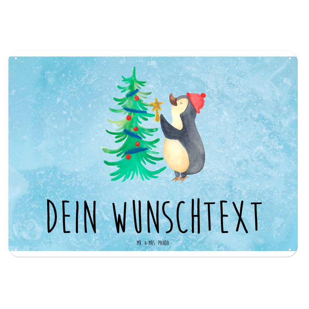 Personalisiertes Blechschild Pinguin Weihnachtsbaum Blechschild, Metallschild, Geschenk Schild, Schild, Magnet-Metall-Schild, Deko Schild, Wandschild, Wand-Dekoration, Türschild, Winter, Weihnachten, Weihnachtsdeko, Nikolaus, Advent, Heiligabend, Wintermotiv, Pinguin