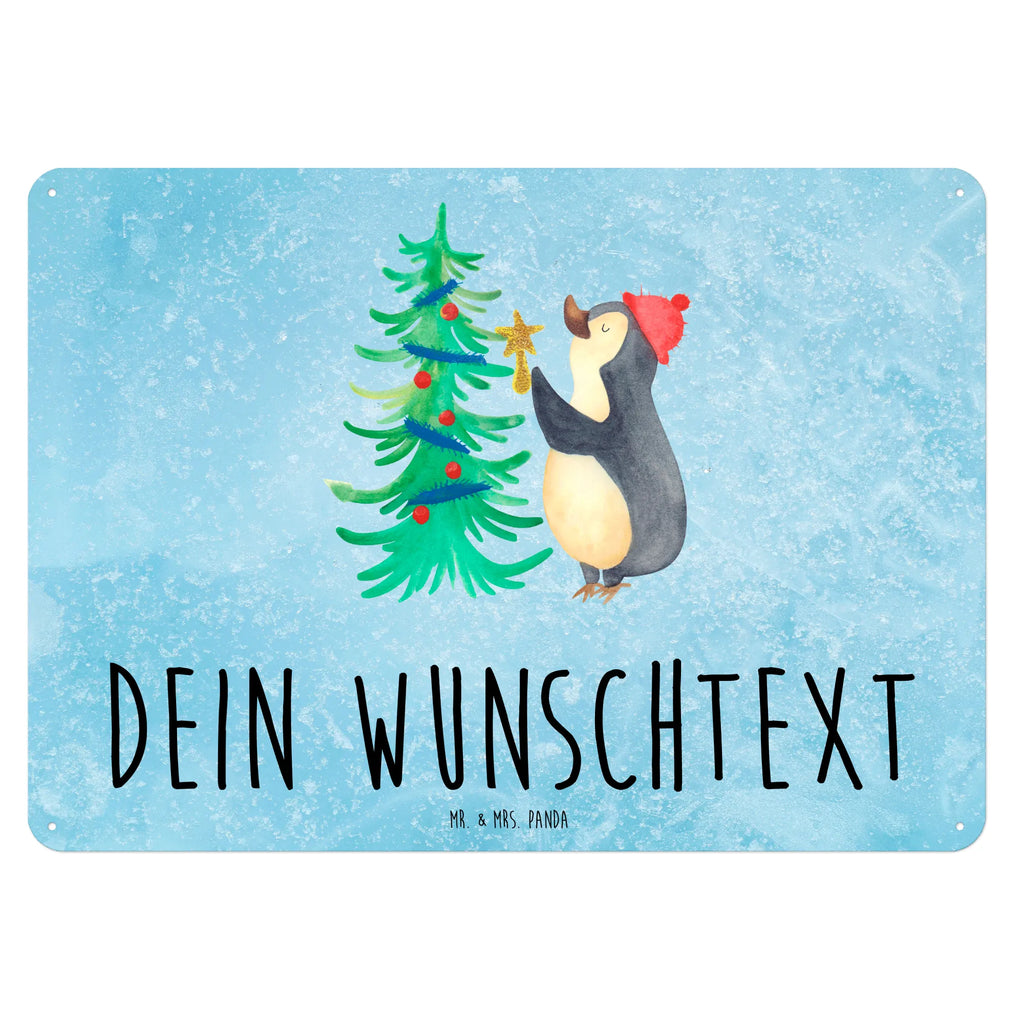 Personalisiertes Blechschild Pinguin Weihnachtsbaum Blechschild, Metallschild, Geschenk Schild, Schild, Magnet-Metall-Schild, Deko Schild, Wandschild, Wand-Dekoration, Türschild, Winter, Weihnachten, Weihnachtsdeko, Nikolaus, Advent, Heiligabend, Wintermotiv, Pinguin