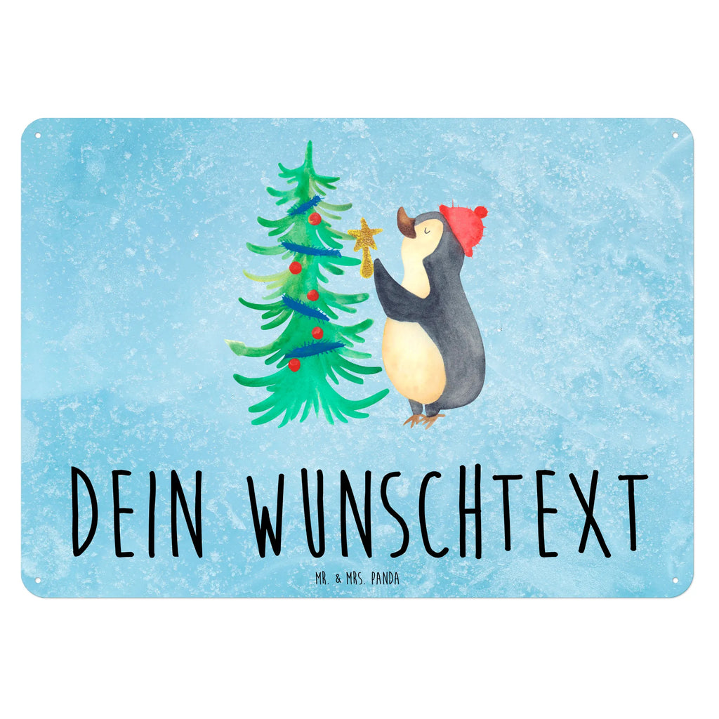 Personalisiertes Blechschild Pinguin Weihnachtsbaum Blechschild, Metallschild, Geschenk Schild, Schild, Magnet-Metall-Schild, Deko Schild, Wandschild, Wand-Dekoration, Türschild, Winter, Weihnachten, Weihnachtsdeko, Nikolaus, Advent, Heiligabend, Wintermotiv, Pinguin