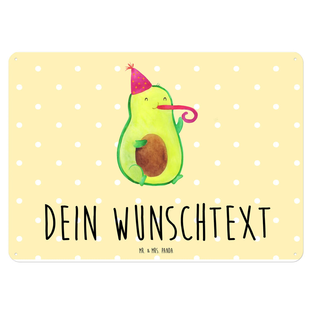 Personalisiertes Blechschild Avocado Feier Blechschild, Metallschild, Geschenk Schild, Schild, Magnet-Metall-Schild, Deko Schild, Wandschild, Wand-Dekoration, Türschild, Avocado, Veggie, Vegan, Gesund, Party, Feierlichkeit, Feier, Fete, Geburtstag, Gute Laune, Tröte