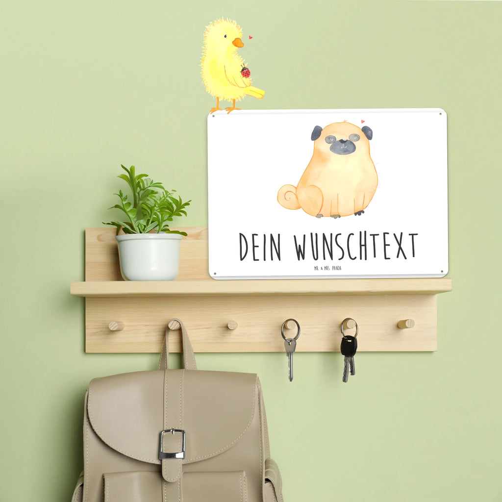 Personalisiertes Blechschild Mops Blechschild, Metallschild, Geschenk Schild, Schild, Magnet-Metall-Schild, Deko Schild, Wandschild, Wand-Dekoration, Türschild, Hund, Hundemotiv, Haustier, Hunderasse, Tierliebhaber, Hundebesitzer, Sprüche, Mops, Liebe, Hundeliebe