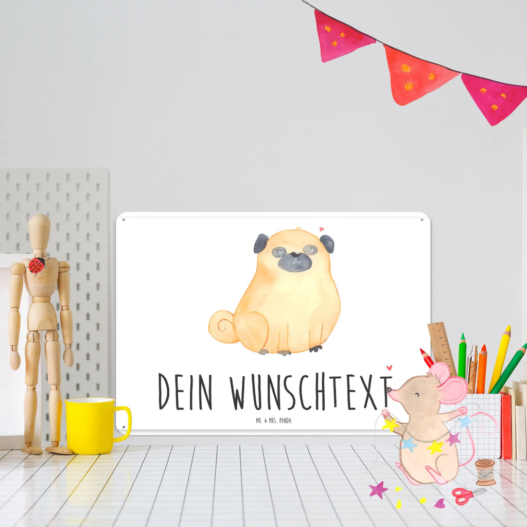 Personalisiertes Blechschild Mops Blechschild, Metallschild, Geschenk Schild, Schild, Magnet-Metall-Schild, Deko Schild, Wandschild, Wand-Dekoration, Türschild, Hund, Hundemotiv, Haustier, Hunderasse, Tierliebhaber, Hundebesitzer, Sprüche, Mops, Liebe, Hundeliebe