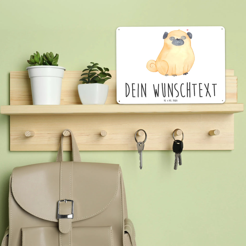 Personalisiertes Blechschild Mops Blechschild, Metallschild, Geschenk Schild, Schild, Magnet-Metall-Schild, Deko Schild, Wandschild, Wand-Dekoration, Türschild, Hund, Hundemotiv, Haustier, Hunderasse, Tierliebhaber, Hundebesitzer, Sprüche, Mops, Liebe, Hundeliebe