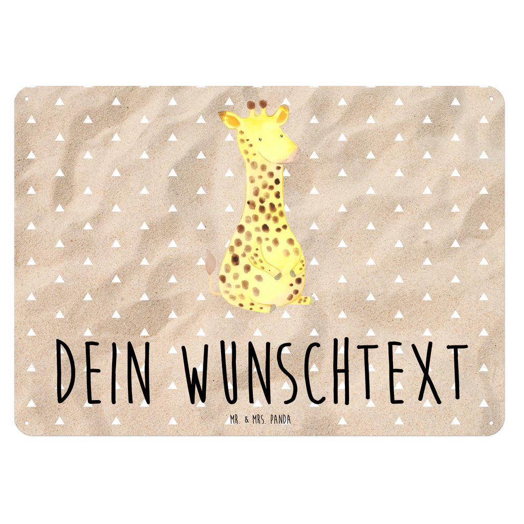 Personalisiertes Blechschild Giraffe Zufrieden Blechschild, Metallschild, Geschenk Schild, Schild, Magnet-Metall-Schild, Deko Schild, Wandschild, Wand-Dekoration, Türschild, Afrika, Wildtiere, Giraffe, Zufrieden, Glück, Abenteuer