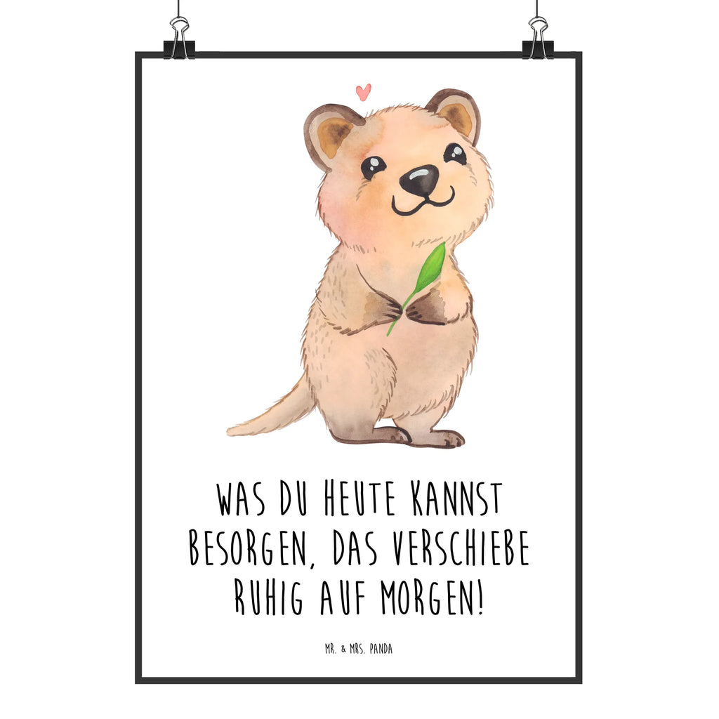 Poster Quokka Happy Poster, Wandposter, Bild, Wanddeko, Küchenposter, Kinderposter, Wanddeko Bild, Raumdekoration, Wanddekoration, Handgemaltes Poster, Mr. & Mrs. Panda Poster, Designposter, Kunstdruck, Posterdruck, Tiermotive, Gute Laune, lustige Sprüche, Tiere, Quokka, Verschieben, Aufschieberitis, Lustiger Spruch, Niedliches Tier, Dinge erledigen