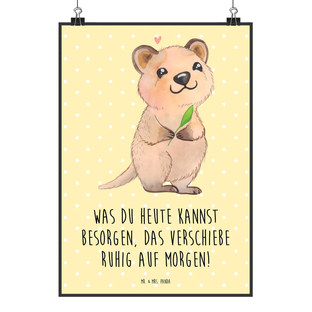 Poster Quokka Happy Poster, Wandposter, Bild, Wanddeko, Küchenposter, Kinderposter, Wanddeko Bild, Raumdekoration, Wanddekoration, Handgemaltes Poster, Mr. & Mrs. Panda Poster, Designposter, Kunstdruck, Posterdruck, Tiermotive, Gute Laune, lustige Sprüche, Tiere, Quokka, Verschieben, Aufschieberitis, Lustiger Spruch, Niedliches Tier, Dinge erledigen