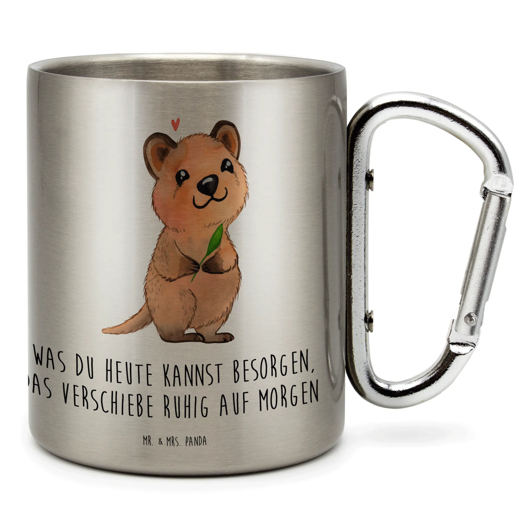 Edelstahlbecher Quokka Happy Edelstahltasse, Karabiner, Edelstahlbecher, Outdoor, Camping, Tasse, Becher, Tiermotive, Gute Laune, lustige Sprüche, Tiere, Quokka, Verschieben, Aufschieberitis, Lustiger Spruch, Niedliches Tier, Dinge erledigen