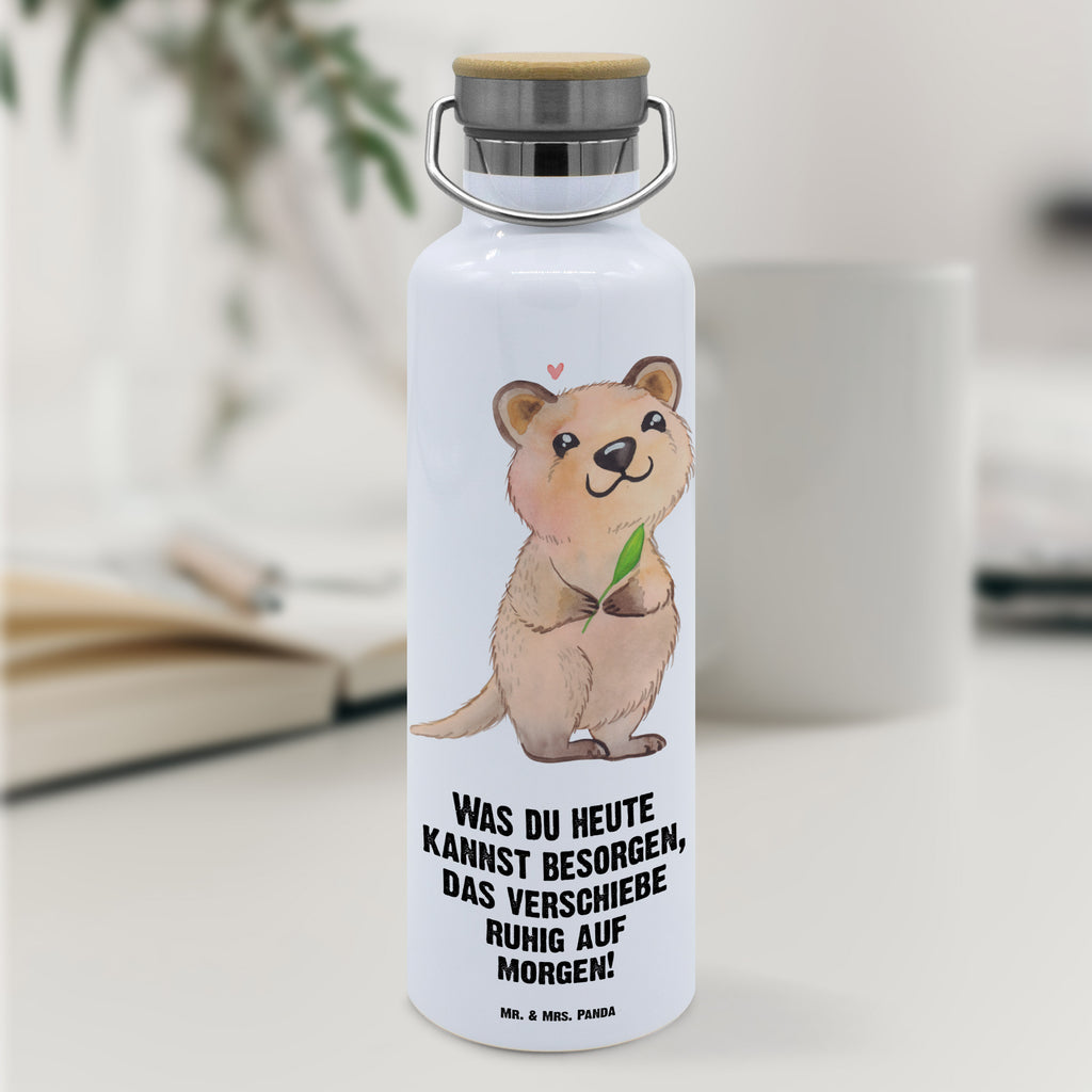 Trinkflasche Quokka Happy Thermosflasche, Isolierflasche, Edelstahl, Trinkflasche, isoliert, Wamrhaltefunktion, Sportflasche, Flasche zum Sport, Sportlerflasche, Tiermotive, Gute Laune, lustige Sprüche, Tiere, Quokka, Verschieben, Aufschieberitis, Lustiger Spruch, Niedliches Tier, Dinge erledigen