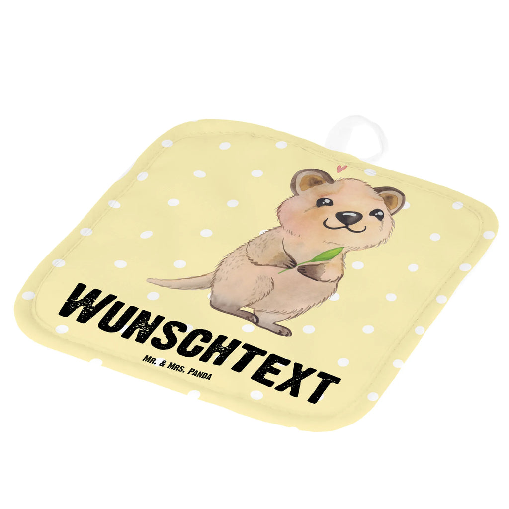 Personalisierte Topflappen Quokka Happy Topflappen personalisiert, Personalisierte Topfuntersetzer, Personalisierter Ofenhandschuh, Topflappen Set personalisiert, Topflappen mit Namen, Namensaufdruck, Tiermotive, Gute Laune, lustige Sprüche, Tiere, Quokka, Verschieben, Aufschieberitis, Lustiger Spruch, Niedliches Tier, Dinge erledigen