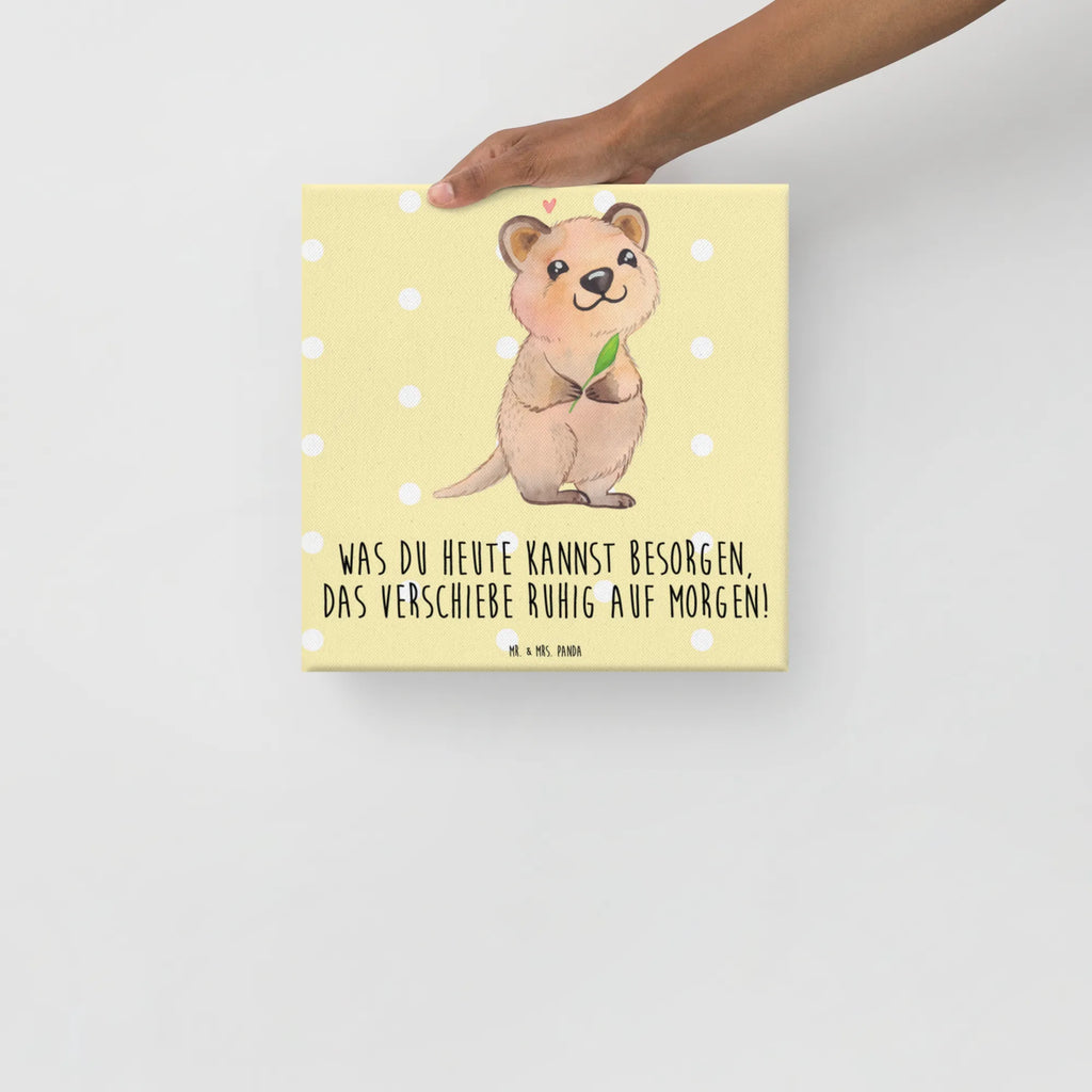 Canvas picture Quokka Happy Leinwand, Bild, Kunstdruck, Wanddeko, Dekoration, Tiermotive, Gute Laune, lustige Sprüche, Tiere, Quokka, Verschieben, Aufschieberitis, Lustiger Spruch, Niedliches Tier, Dinge erledigen