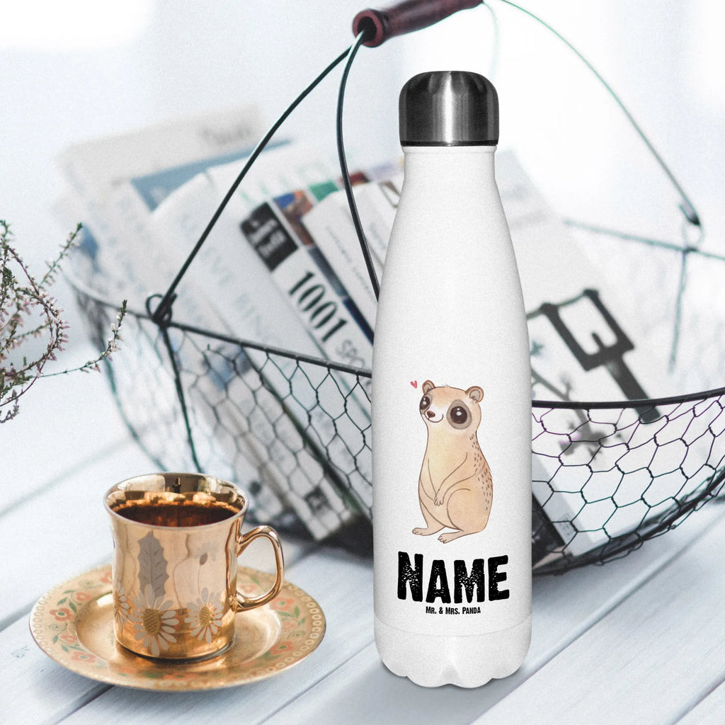 Personalisierte Thermosflasche Plumplori Glücklich Personalisierte Isolierflasche, Personalisierte Thermoflasche, Personalisierte Trinkflasche, Trinkflasche Mit Namen, Wunschname, Bedrucken, Namensflasche, Tiermotive, Gute Laune, lustige Sprüche, Tiere, Plumplori, Niedlich, Glück