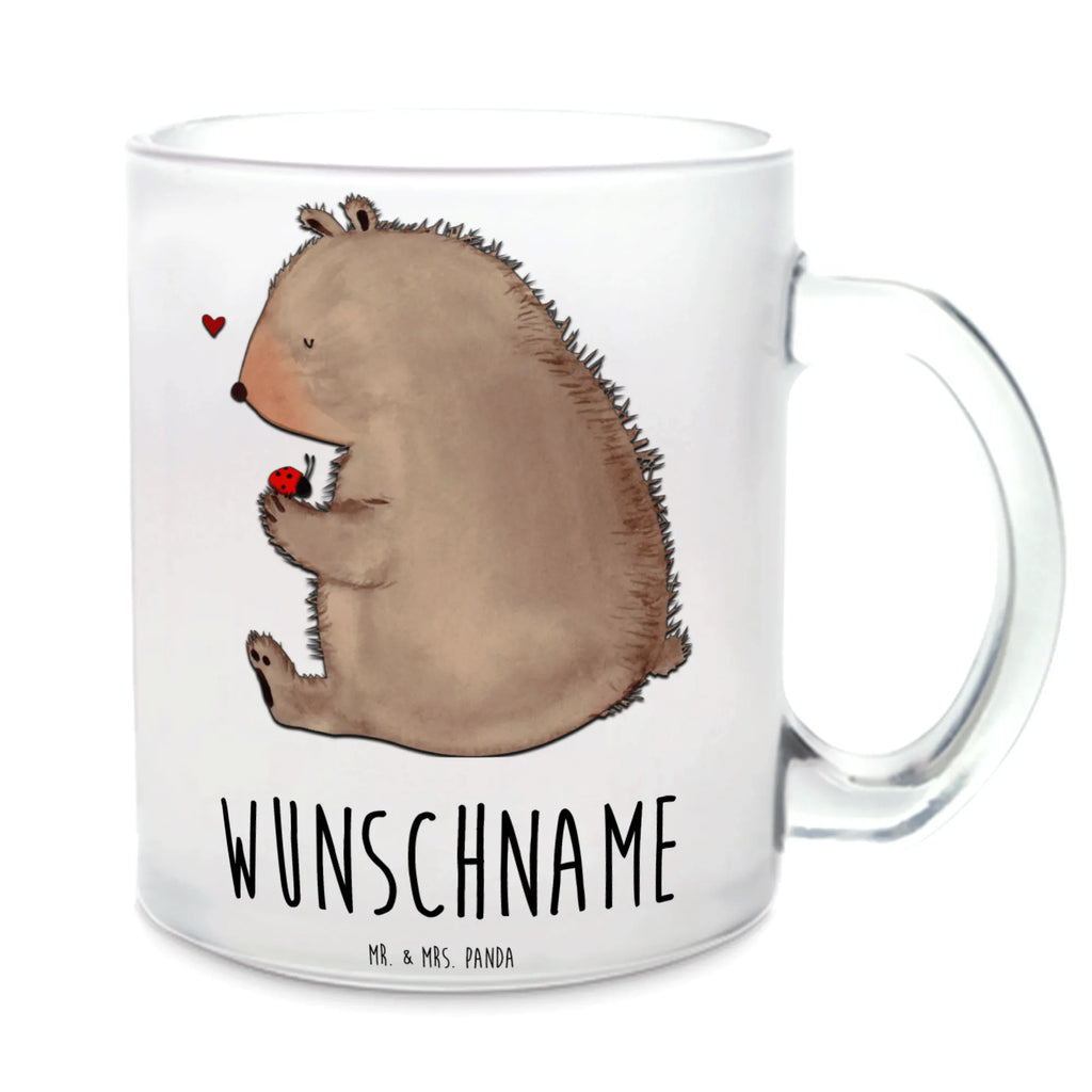 Personalisierte Teetasse Bär mit Marienkäfer Personalisierte Teetasse, Personalisiertes Teeglas, Personalisierter Teebecher, Personalisierte Glas Teetasse, Personalisierte Teetasse aus Glas, Teetasse mit Namen, Teeglas mit Namen, Teebecher mit Namen, Glas Teetasse mit Namen, Teetasse aus Glas mit Namen, Teetasse Wunschname, Teetasse selbst gestalten., Bär, Teddy, Teddybär, Marienkäfer, Liebe, Freiheit, Motivation, Das Leben ist schön