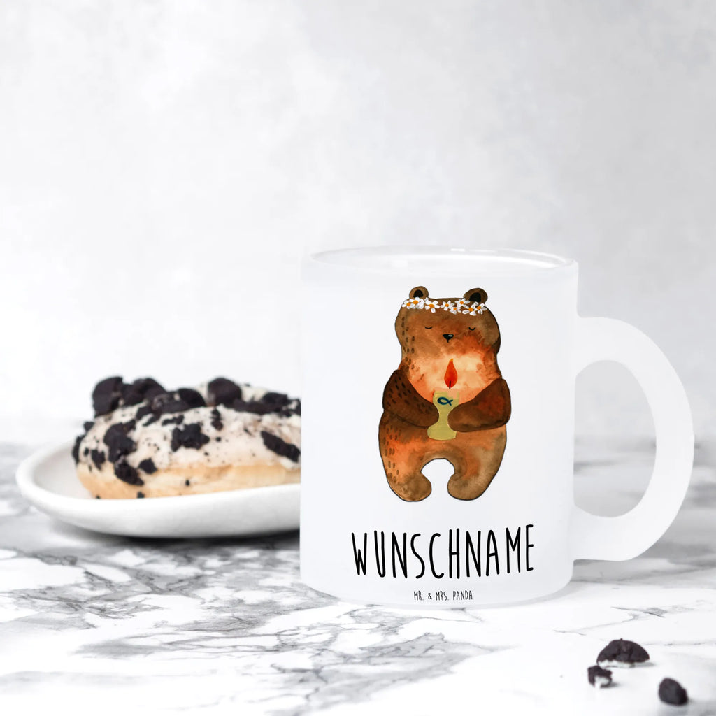 Personalisierte Teetasse Kommunion-Bär Personalisierte Teetasse, Personalisiertes Teeglas, Personalisierter Teebecher, Personalisierte Glas Teetasse, Personalisierte Teetasse aus Glas, Teetasse mit Namen, Teeglas mit Namen, Teebecher mit Namen, Glas Teetasse mit Namen, Teetasse aus Glas mit Namen, Teetasse Wunschname, Teetasse selbst gestalten., Bär, Teddy, Teddybär, Kommunion, Gottes Segen, Taufkerze, katholisch