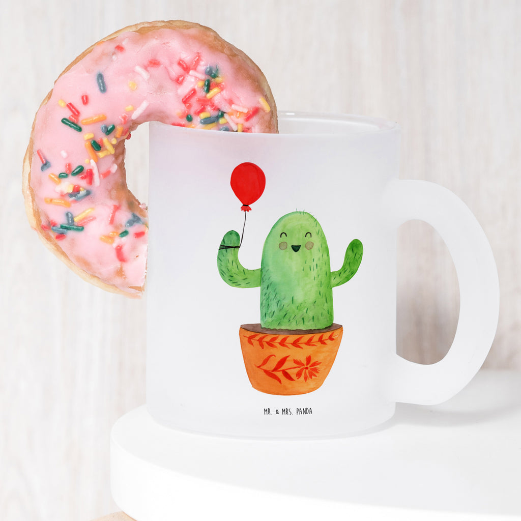 Teetasse Kaktus Luftballon Teetasse, Teeglas, Teebecher, Tasse mit Henkel, Tasse, Glas Teetasse, Teetasse aus Glas, Kaktus, Kakteen, Luftballon, Neustart, Freude, Büro, Stress, Büroalltag, Freundin, Freund, Ausbildung, Prüfung