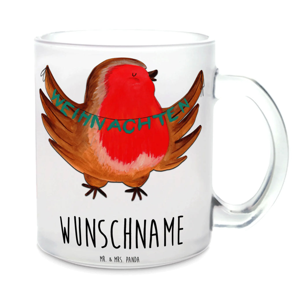 Personalisierte Teetasse Rotkehlchen Weihnachten Personalisierte Teetasse, Personalisiertes Teeglas, Personalisierter Teebecher, Personalisierte Glas Teetasse, Personalisierte Teetasse aus Glas, Teetasse mit Namen, Teeglas mit Namen, Teebecher mit Namen, Glas Teetasse mit Namen, Teetasse aus Glas mit Namen, Teetasse Wunschname, Teetasse selbst gestalten., Winter, Weihnachten, Weihnachtsdeko, Nikolaus, Advent, Heiligabend, Wintermotiv, Frohe Weihnachten, Weihnachtsmotiv, Weihnachtsgruß, Vogel, xmas