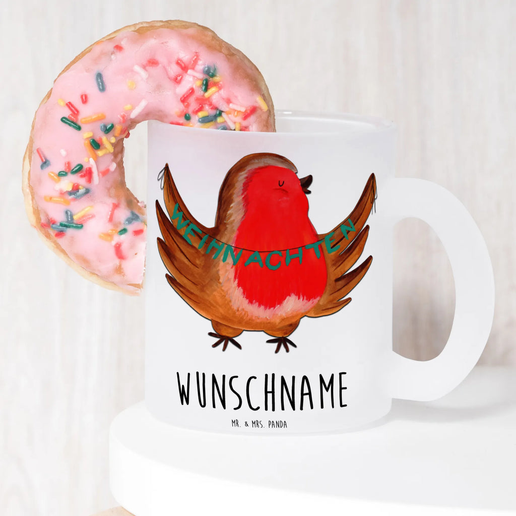 Personalisierte Teetasse Rotkehlchen Weihnachten Personalisierte Teetasse, Personalisiertes Teeglas, Personalisierter Teebecher, Personalisierte Glas Teetasse, Personalisierte Teetasse aus Glas, Teetasse mit Namen, Teeglas mit Namen, Teebecher mit Namen, Glas Teetasse mit Namen, Teetasse aus Glas mit Namen, Teetasse Wunschname, Teetasse selbst gestalten., Winter, Weihnachten, Weihnachtsdeko, Nikolaus, Advent, Heiligabend, Wintermotiv, Frohe Weihnachten, Weihnachtsmotiv, Weihnachtsgruß, Vogel, xmas