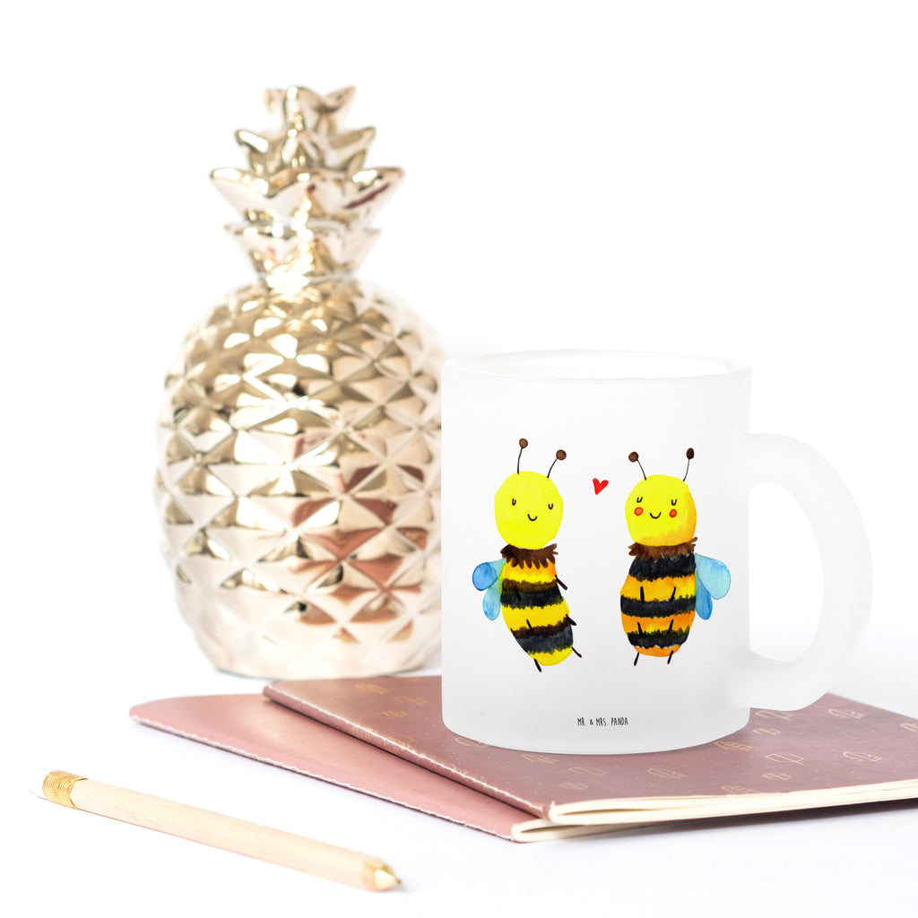 Teetasse Biene Verliebt Teetasse, Teeglas, Teebecher, Tasse mit Henkel, Tasse, Glas Teetasse, Teetasse aus Glas, Biene, Wespe, Hummel