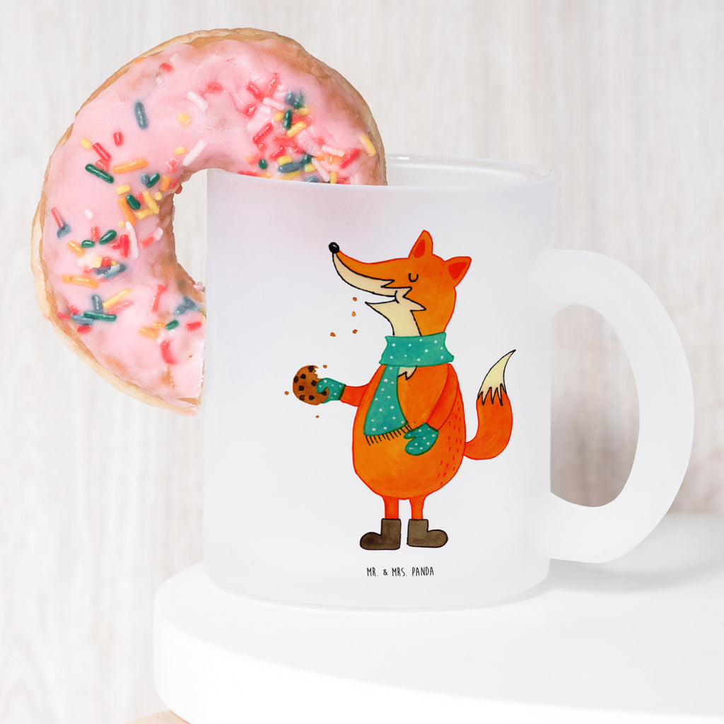 Teetasse Fuchs Keksdose Teetasse, Teeglas, Teebecher, Tasse mit Henkel, Tasse, Glas Teetasse, Teetasse aus Glas, Winter, Weihnachten, Weihnachtsdeko, Nikolaus, Advent, Heiligabend, Wintermotiv