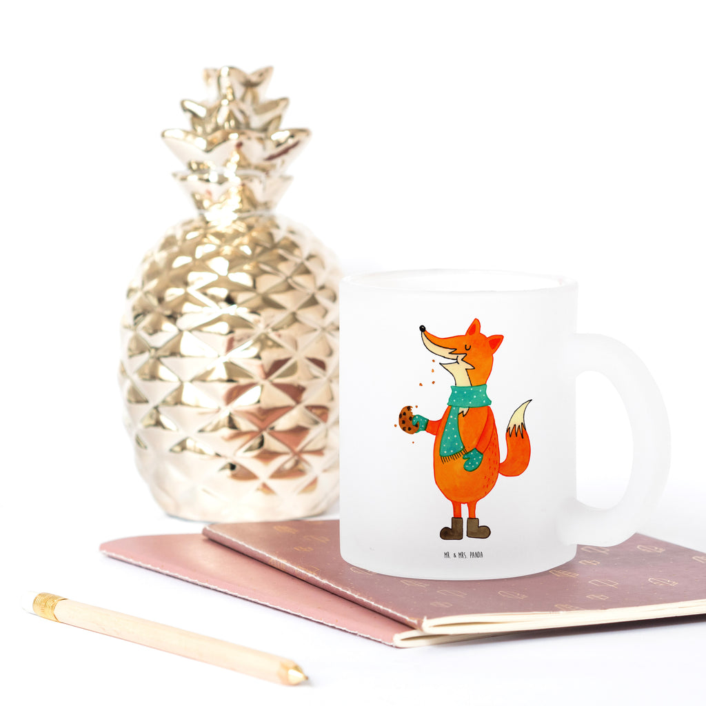 Teetasse Fuchs Keksdose Teetasse, Teeglas, Teebecher, Tasse mit Henkel, Tasse, Glas Teetasse, Teetasse aus Glas, Winter, Weihnachten, Weihnachtsdeko, Nikolaus, Advent, Heiligabend, Wintermotiv