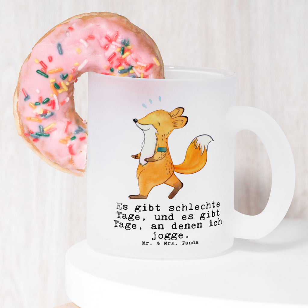 Teetasse Fuchs Joggen Tage Teetasse, Teeglas, Teebecher, Tasse mit Henkel, Tasse, Glas Teetasse, Teetasse aus Glas, Geschenk, Sport, Sportart, Hobby, Schenken, Danke, Dankeschön, Auszeichnung, Gewinn, Sportler, Joggen, Dauerlauf, Laufsport, Laufen