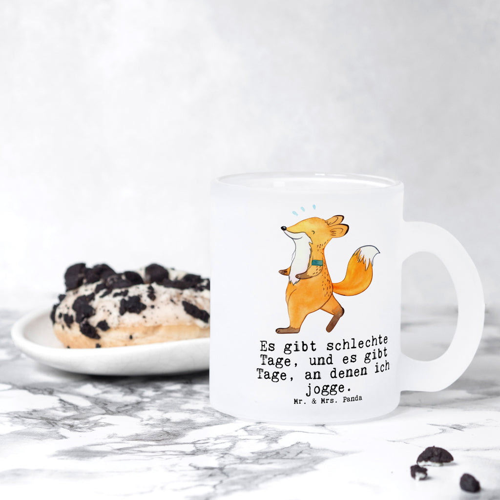 Teetasse Fuchs Joggen Tage Teetasse, Teeglas, Teebecher, Tasse mit Henkel, Tasse, Glas Teetasse, Teetasse aus Glas, Geschenk, Sport, Sportart, Hobby, Schenken, Danke, Dankeschön, Auszeichnung, Gewinn, Sportler, Joggen, Dauerlauf, Laufsport, Laufen