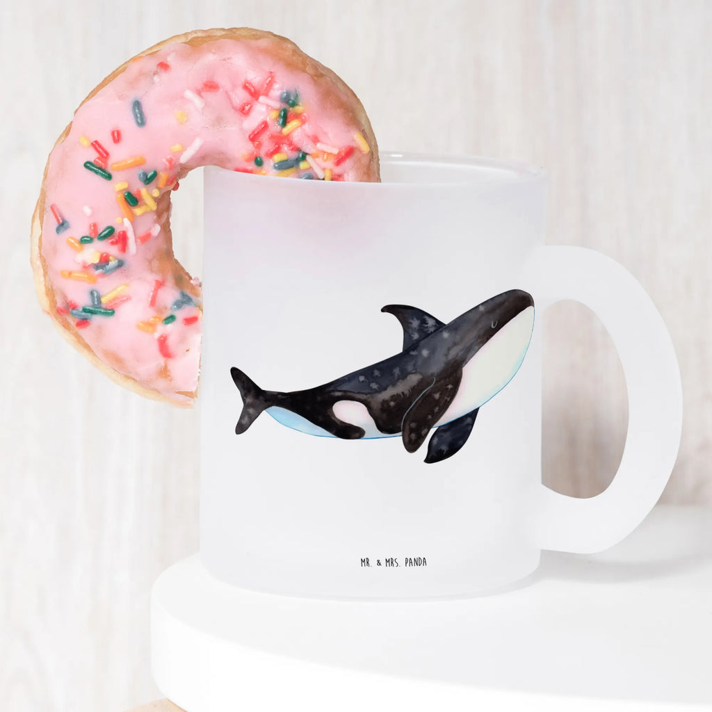 Teetasse Orca Teetasse, Teeglas, Teebecher, Tasse mit Henkel, Tasse, Glas Teetasse, Teetasse aus Glas, Meerestiere, Meer, Urlaub, Orca, Orcas, Killerwal, Wal, Möglichkeiten, Büro, Arbeit, Motivation, Selbstliebe, Neustart, Startup