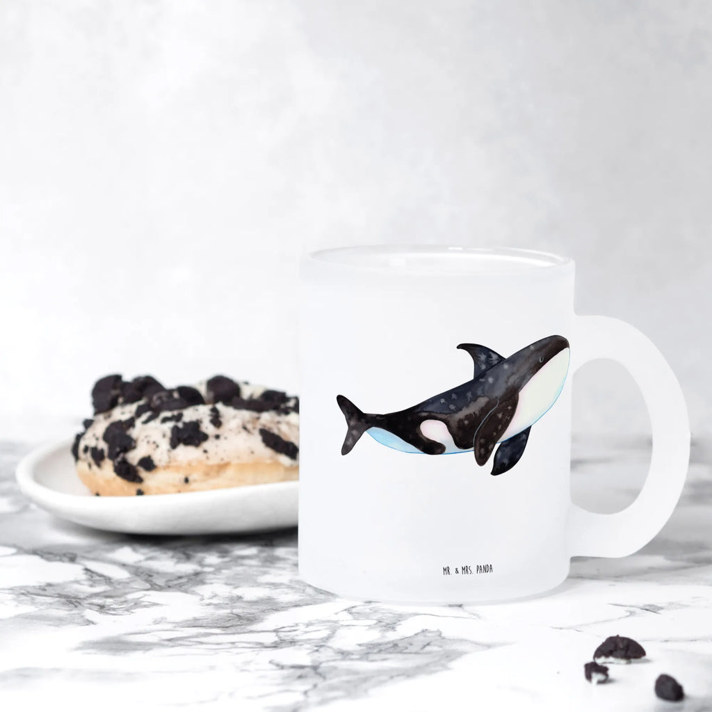 Teetasse Orca Teetasse, Teeglas, Teebecher, Tasse mit Henkel, Tasse, Glas Teetasse, Teetasse aus Glas, Meerestiere, Meer, Urlaub, Orca, Orcas, Killerwal, Wal, Möglichkeiten, Büro, Arbeit, Motivation, Selbstliebe, Neustart, Startup