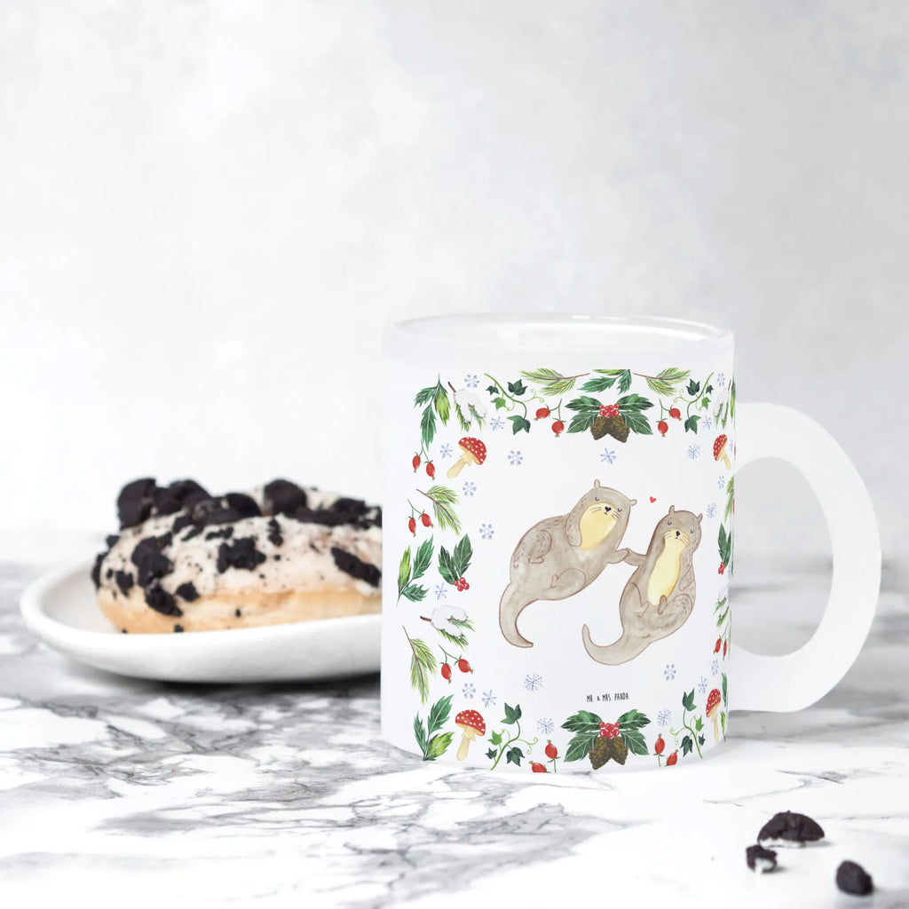 Teetasse Otter Glühweinstand Teetasse, Teeglas, Teebecher, Tasse mit Henkel, Tasse, Glas Teetasse, Teetasse aus Glas, Winter, Weihnachten, Weihnachtsdeko, Nikolaus, Advent, Heiligabend, Wintermotiv