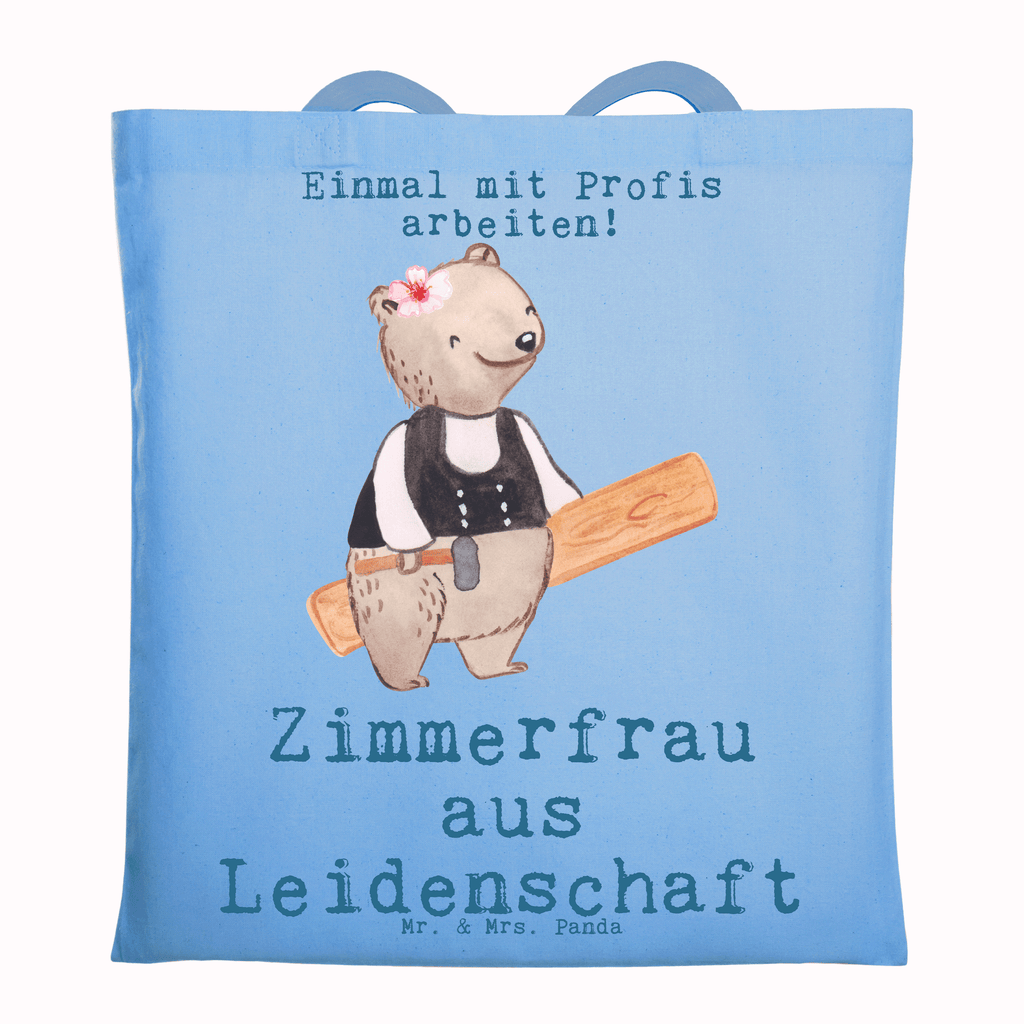 Tragetasche Zimmerfrau aus Leidenschaft Beuteltasche, Beutel, Einkaufstasche, Jutebeutel, Stoffbeutel, Tasche, Shopper, Umhängetasche, Strandtasche, Schultertasche, Stofftasche, Tragetasche, Badetasche, Jutetasche, Einkaufstüte, Laptoptasche, Beruf, Ausbildung, Jubiläum, Abschied, Rente, Kollege, Kollegin, Geschenk, Schenken, Arbeitskollege, Mitarbeiter, Firma, Danke, Dankeschön