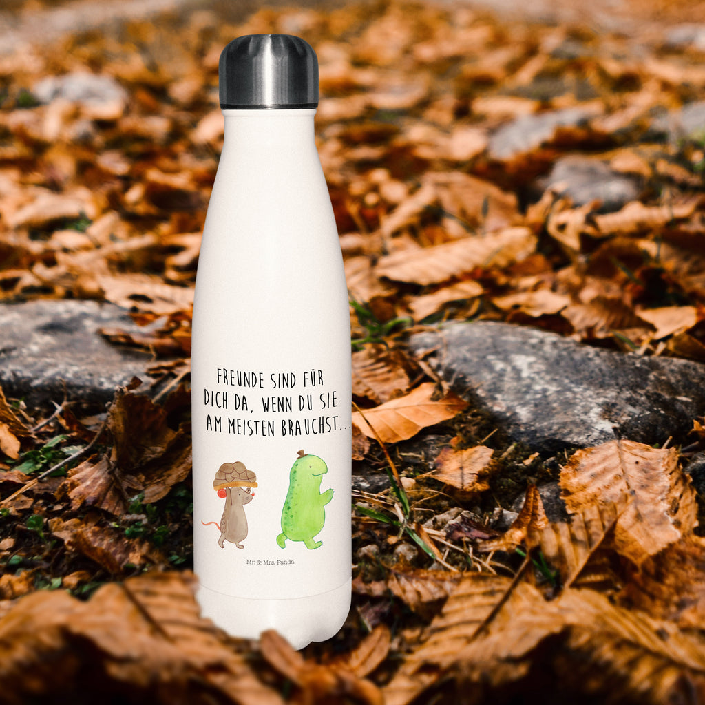 Thermosflasche Schildkröte & Maus Isolierflasche, Thermoflasche, Trinkflasche, Thermos, Edelstahl, Schildkröte, Maus, Freunde, Freundinnen, beste Freunde, beste Freundinnen