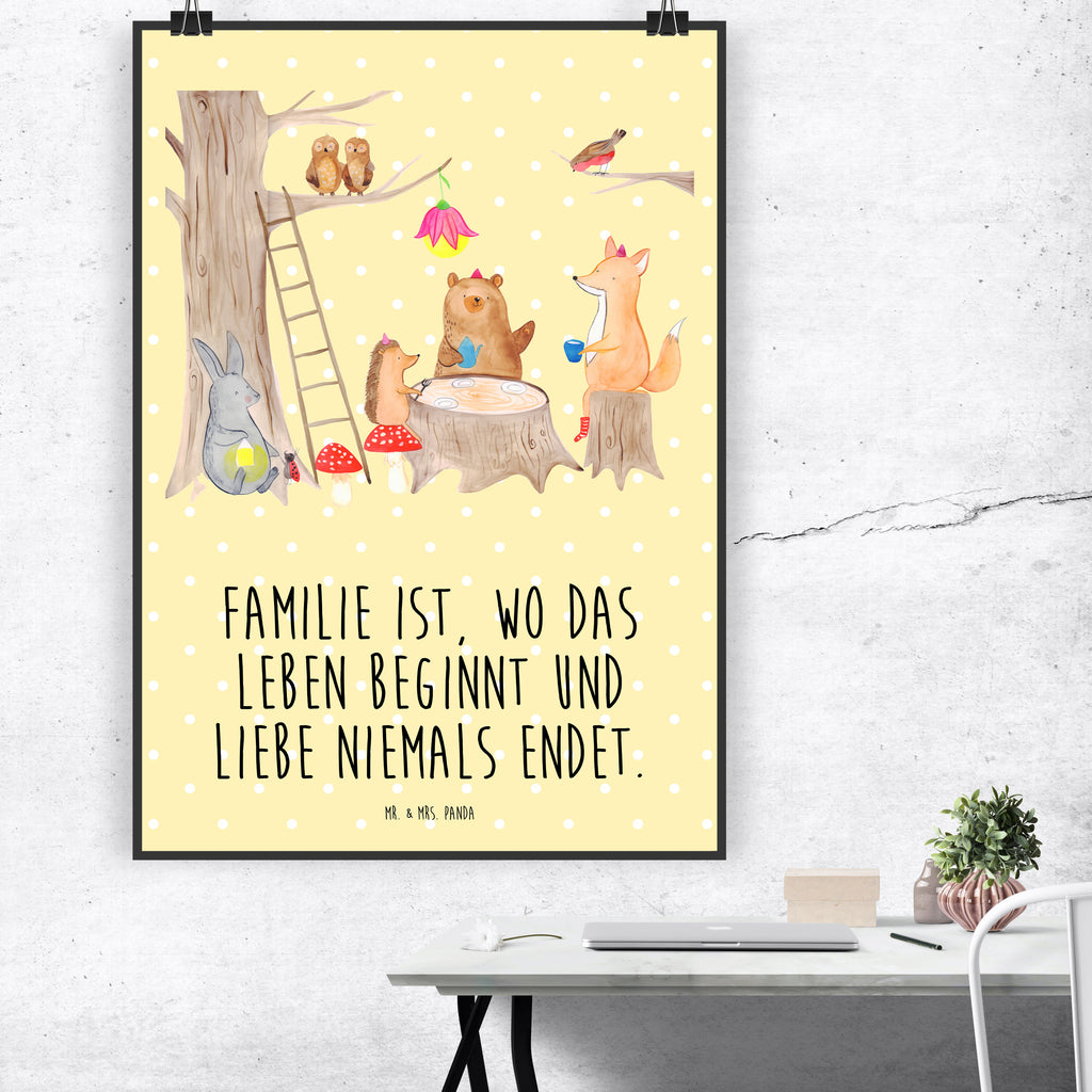 Poster Waldtiere Picknick Poster, Wandposter, Bild, Wanddeko, Küchenposter, Kinderposter, Wanddeko Bild, Raumdekoration, Wanddekoration, Handgemaltes Poster, Mr. & Mrs. Panda Poster, Designposter, Kunstdruck, Posterdruck, Tiermotive, Gute Laune, lustige Sprüche, Tiere, Waldtiere, Picknick, Wald, Fuchs, Hase, Igel, Maus, Eichhörnchen