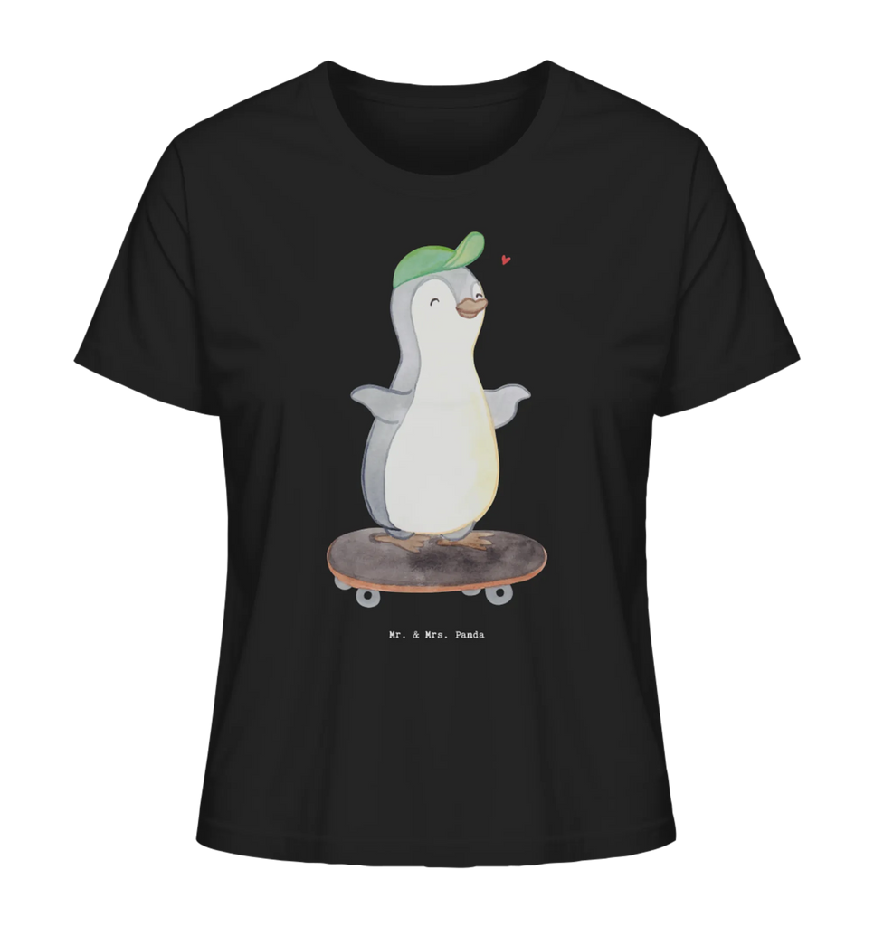 Shirt Damen Pinguin Skateboarden T-Shirt, Shirt, Tshirt, Lustiges T-Shirt, T-Shirt mit Spruch, Party, Junggesellenabschied, Jubiläum, Geburstag, Herrn, Damen, Männer, Frauen, Schlafshirt, Nachthemd, Sprüche, Geschenk, Sport, Sportart, Hobby, Schenken, Danke, Dankeschön, Auszeichnung, Gewinn, Sportler, Skateboarden, Skateboard fahren, Skaten, Skateboard, Skateplatz