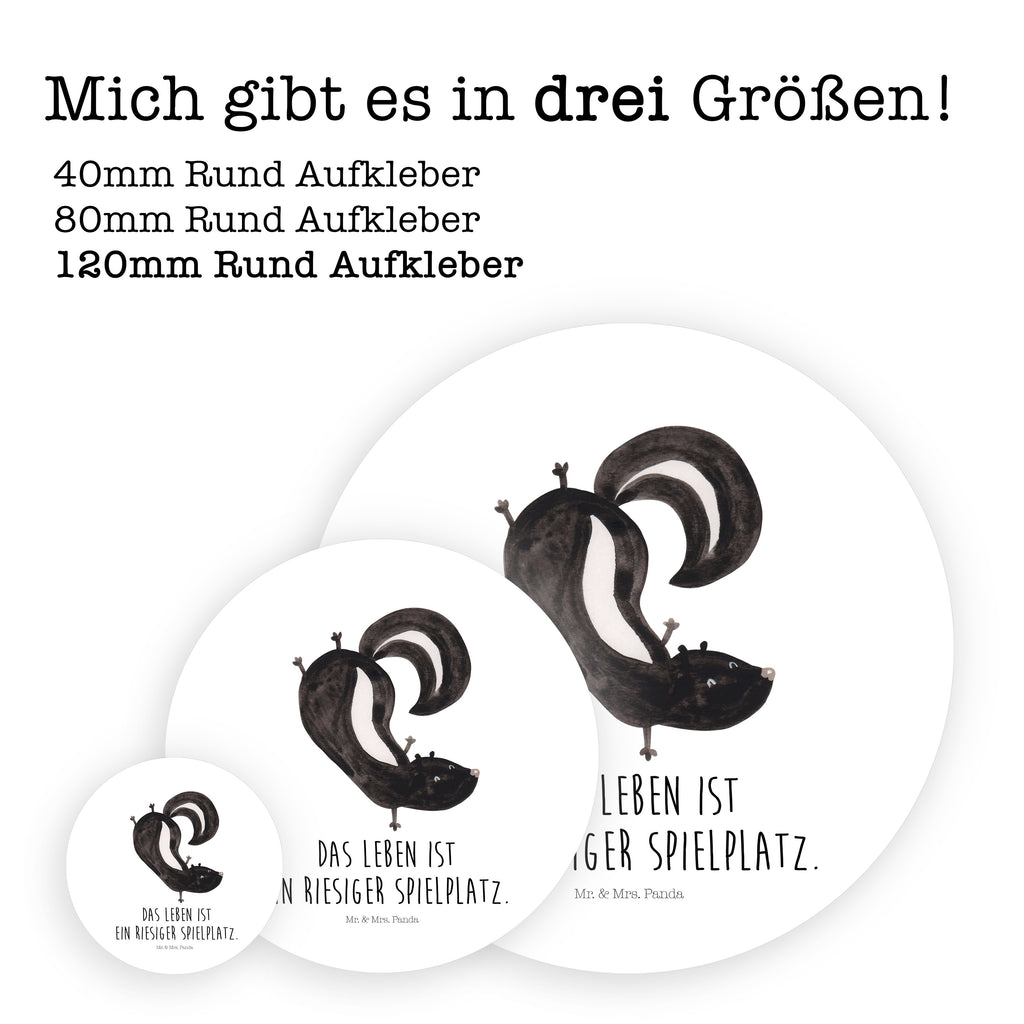 Rund Aufkleber Stinktier Handstand Sticker, Aufkleber, Etikett, Stinktier, Skunk, Wildtier, Raubtier, Stinker, Stinki, Spielplatz, verpielt, Kind