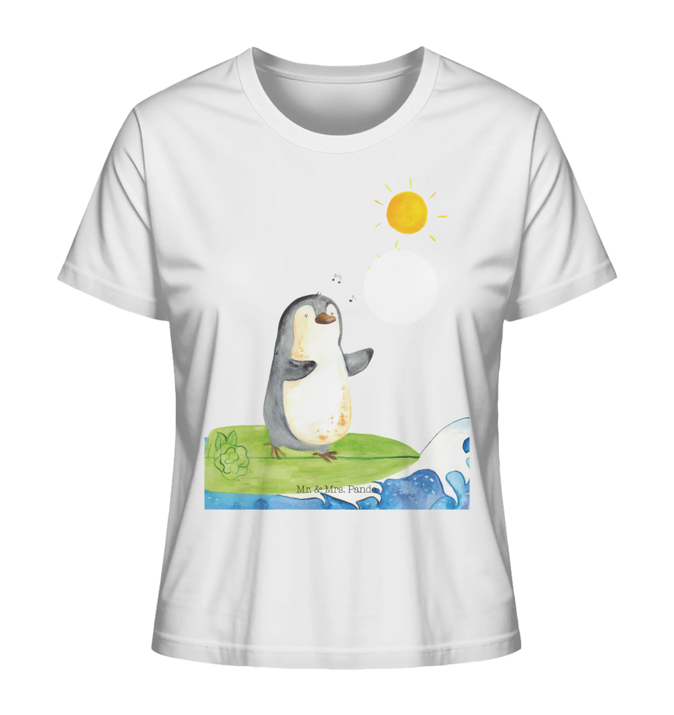 Shirt Damen Pinguin Surfer T-Shirt, Shirt, Tshirt, Lustiges T-Shirt, T-Shirt mit Spruch, Party, Junggesellenabschied, Jubiläum, Geburstag, Herrn, Damen, Männer, Frauen, Schlafshirt, Nachthemd, Sprüche, Pinguin, Pinguine, surfen, Surfer, Hawaii, Urlaub, Wellen, Wellen reiten, Portugal