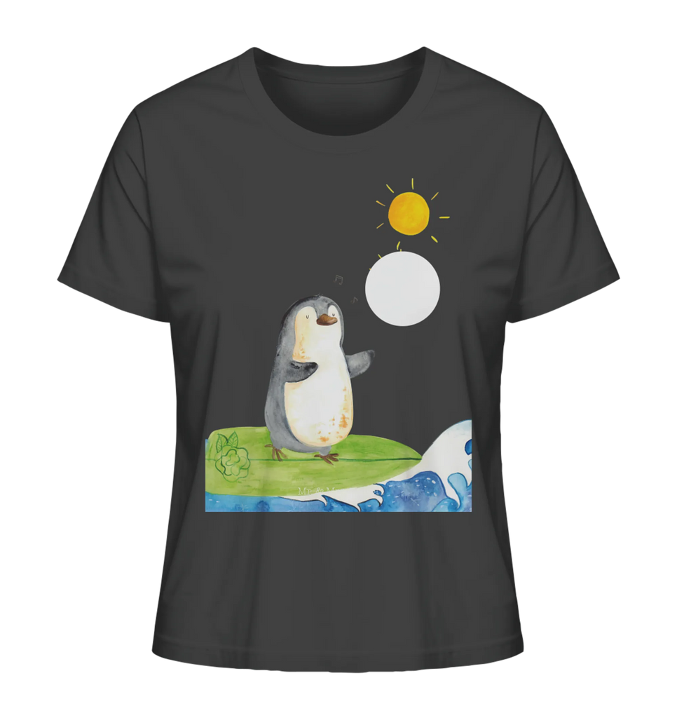 Shirt Damen Pinguin Surfer T-Shirt, Shirt, Tshirt, Lustiges T-Shirt, T-Shirt mit Spruch, Party, Junggesellenabschied, Jubiläum, Geburstag, Herrn, Damen, Männer, Frauen, Schlafshirt, Nachthemd, Sprüche, Pinguin, Pinguine, surfen, Surfer, Hawaii, Urlaub, Wellen, Wellen reiten, Portugal