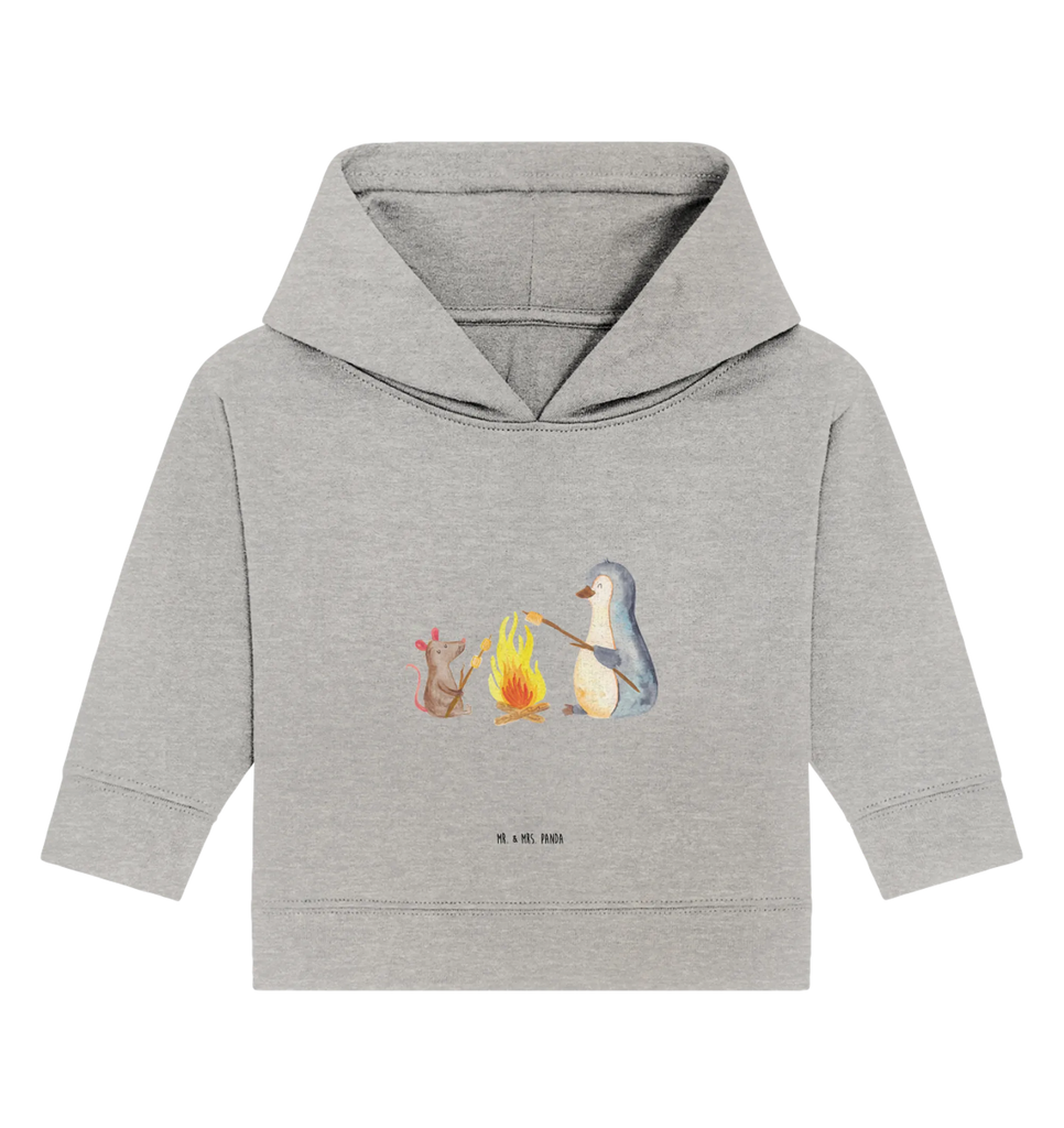 Organic Baby Hoodie Pinguin Lagerfeuer Baby Kapuzenshirt, Baby Kapuzensweatshirt, Baby Hoodie, Baby Pullover, Pinguin, Maus, Pinguine, Lagerfeuer, Leben, Arbeit, Job, Motivation, Büro, Büroalltag, Lebensspruch, Lebensmotivation, Neustart, Liebe, grillen, Feuer, Marshmallows